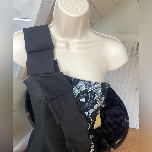 Jessica McClintock Formal Gown One Shoulder Lace Size 6 Bodycon - Picture 3 of 16